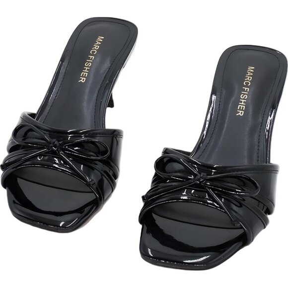 Marc Fisher Delphy Black Patent Slip-On Bow Slide Sandals Women's US 5M - Picture 5 of 6